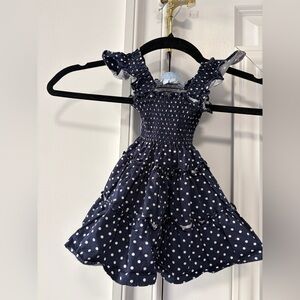 Hill House Home Tiny Ellie Navy Polka Dot Kids Dress